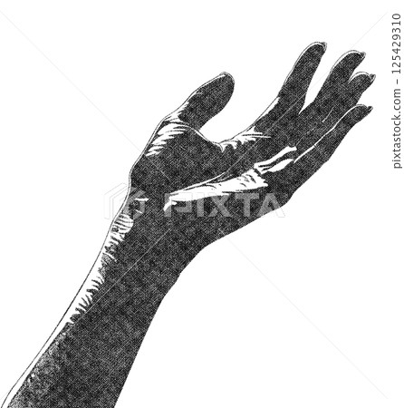 Women Hands Illustration with Risograph Overprint and Retro Texture on White Background Women Hands Illustration with Risograph Overprint and Retro Texture on White Background 125429310