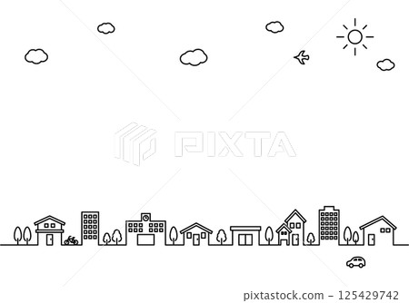 Simple cityscape illustration set 125429742