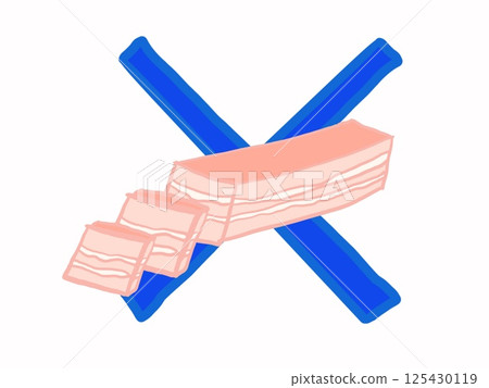 Muslim prohibited meat and cross symbol Muslim prohibited meat and cross symbol 125430119