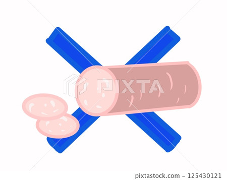 Muslim prohibited meat and cross symbol 125430121