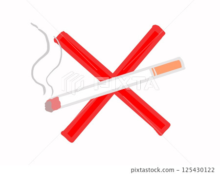 Prohibited cigarette and cross sign 125430122