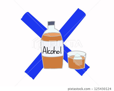 Prohibited alcohol and cross symbol 125430124