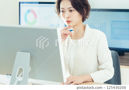 Businesswoman working with digital transformation tools 125430208