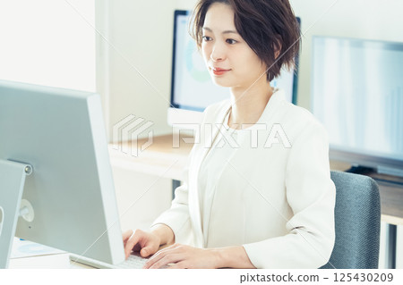 Businesswoman working with digital transformation tools 125430209