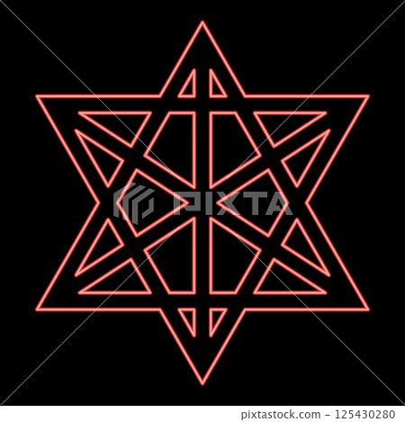 Neon metatron cube Sacred geometry red color vector illustration image flat style Neon metatron cube Sacred geometry red color vector illustration image flat style 125430280