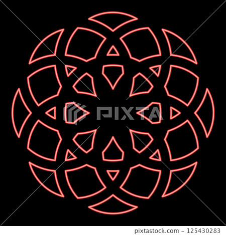 Neon flower of life Sacred geometry red color vector illustration image flat style Neon flower of life Sacred geometry red color vector illustration image flat style 125430283