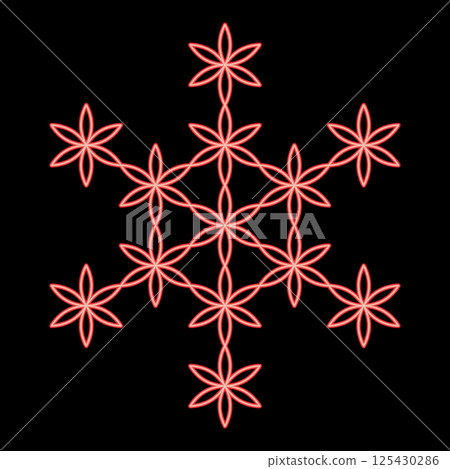 Neon flower of life Sacred geometry red color vector illustration image flat style Neon flower of life Sacred geometry red color vector illustration image flat style 125430286