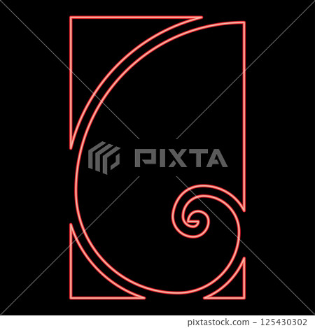 Neon golden ratio section Sacred geometry symbol ration proportions red color vector illustration image flat style 125430302