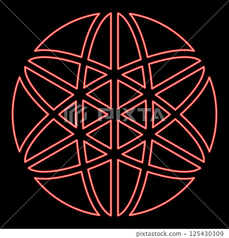 Neon equilibrium sacred geometry symbol red color vector illustration image flat style 125430309