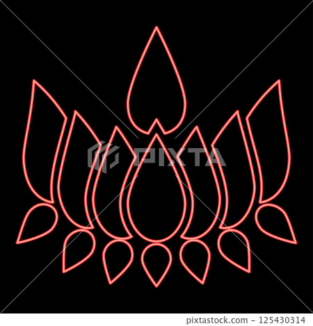 Neon ayyavazhi lotus carrying Naman symbol red color vector illustration image flat style Neon ayyavazhi lotus carrying Naman symbol red color vector illustration image flat style 125430314
