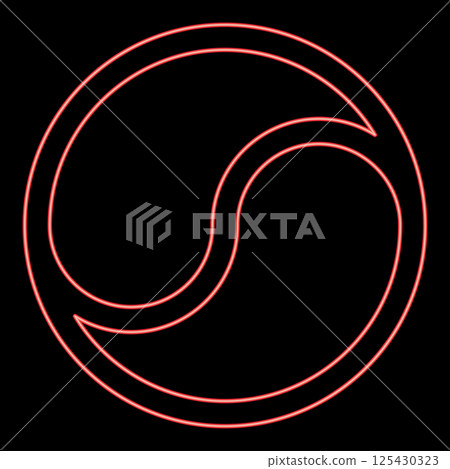 Neon yin Yang Taoism symbol harmony equilibrium concept red color vector illustration image flat style 125430323