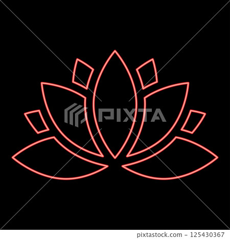 Neon lotus lily water flower red color vector illustration image flat style Neon lotus lily water flower red color vector illustration image flat style 125430367