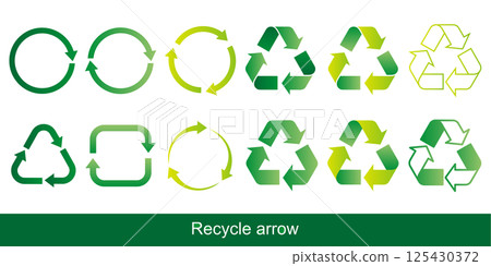 Recycling symbol illustration material set Vector Gradient Green White background 125430372