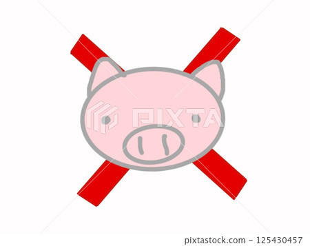 Pig face and cross symbol 125430457