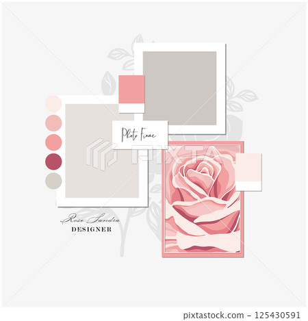 Collage Blank Photo Frame Vector Template Illustration Set.  125430591