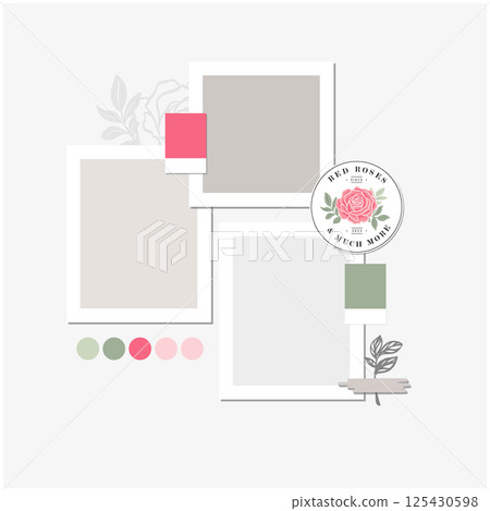 Collage Blank Photo Frame Vector Template Illustration Set. Collage Blank Photo Frame Vector Template Illustration Set. 125430598