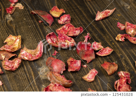 red pomegranate peel in the kitchen 125431028