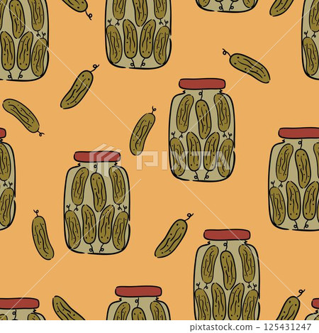Seamless pattern featuring jars 125431247