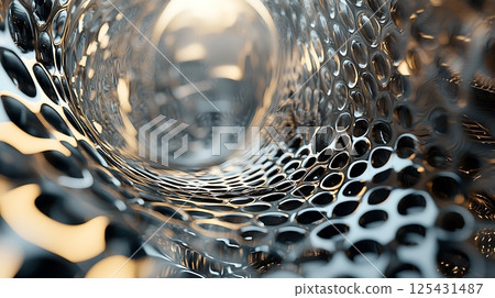 A spiral of metal with many holes in it 125431487