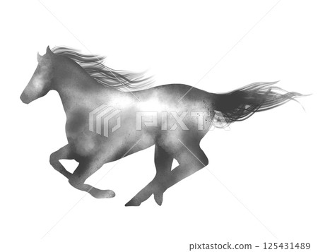 Beautiful horse ink painting material Beautiful horse ink painting material 125431489
