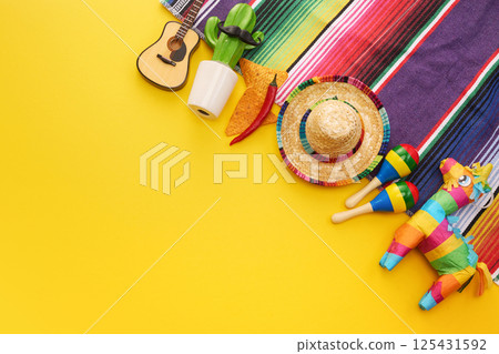 Cinco de mayo carnival concept. Colorful Mexican Celebration Cinco de mayo carnival concept. Colorful Mexican Celebration 125431592