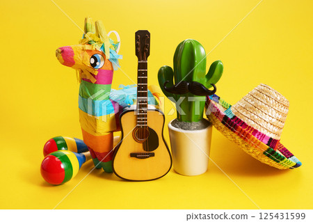 Cinco de mayo carnival concept. Fiesta Ensemble 125431599