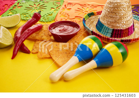 Cinco de mayo carnival concept. Fiesta Vibes 125431603