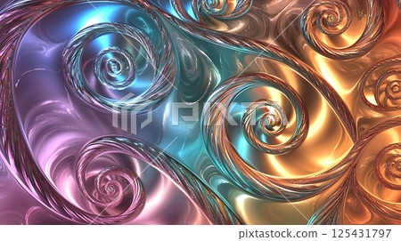 A colorful abstract painting with swirls and curves A colorful abstract painting with swirls and curves 125431797