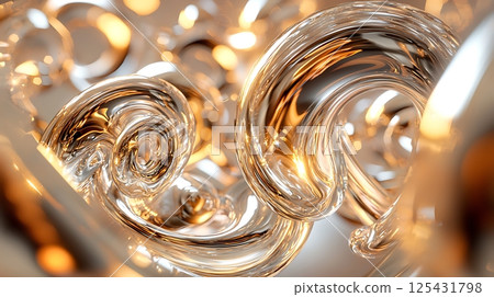 A shiny, curvy object with a lot of reflections 125431798