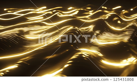 The image is a gold wave that is very long and has a lot of detail 125431808