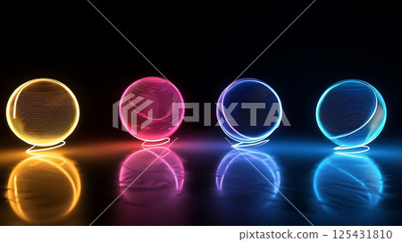 Four glowing orbs in different colors, creating a vibrant and dynamic display 125431810