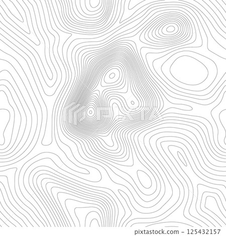 Seamless vector topographic map background. Line topography map seamless pattern. Mountain hiking trail over terrain. Contour background geographic grid. 125432157
