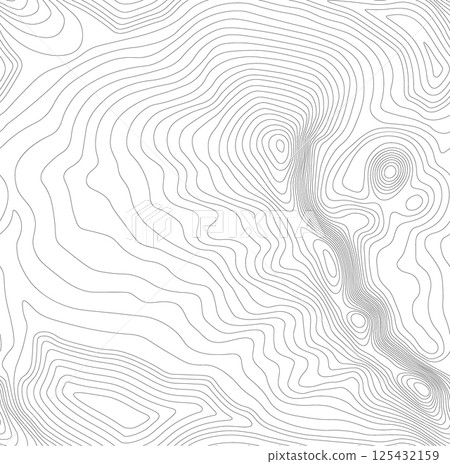 Seamless vector topographic map background. Line topography map seamless pattern. Mountain hiking trail over terrain. Contour background geographic grid. 125432159