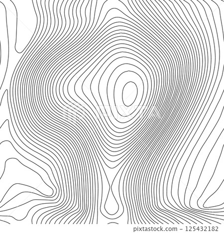 Seamless vector topographic map background. Line topography map seamless pattern. Mountain hiking trail over terrain. Contour background geographic grid. 125432182