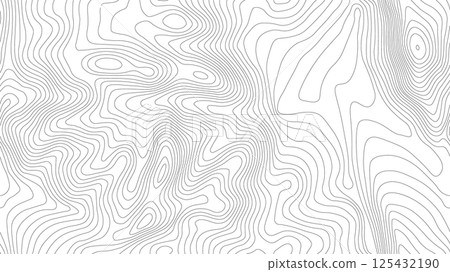 Seamless vector topographic map background. Line topography map seamless pattern. Mountain hiking trail over terrain. Contour background geographic grid. 125432190