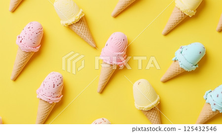 Colorful ice cream, simple 3D illustration 125432546