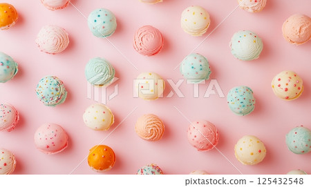 Colorful ice cream, simple 3D illustration 125432548