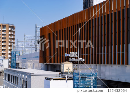 Railway elevation construction in progress at the west exit of Higashimurayama Station in Tokyo 2025.04 a-1 Railway elevation construction in progress at the west exit of Higashimurayama Station in Tokyo 2025.04 a-1 125432964