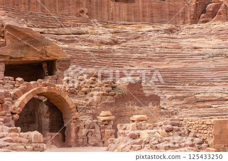 Closeup view of the Theater at Petra . Jordan. 125433250
