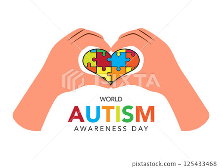 World Autism Awareness Day poster - stock illustration 125433468