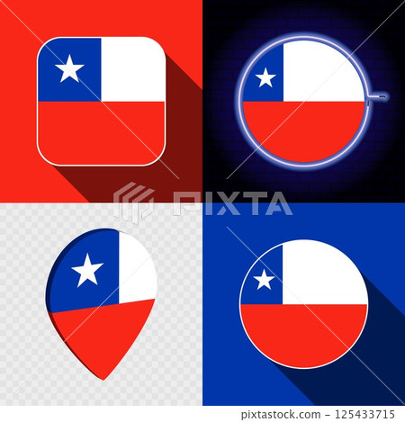 Set of modern icons with the national flag of Chile. 125433715