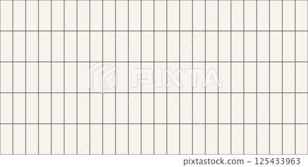 Old rectangle ceramic vertical tile wall pattern. Subway, metro brick vector seamless background. White scandinavian bathroom, kitchen floor, brickwall grid. 125433963