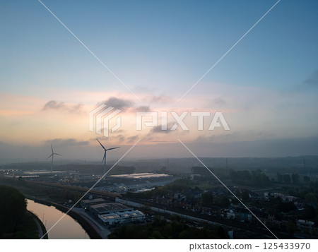 Lot, Beersel, Vlaams-Brabant, 22nd of April, 2025, A tranquil and serene sunrise graces the 125433970