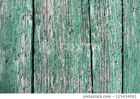Green Weathered Wood with Peeling Paint 125434081