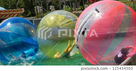 Kids in transparent water balls 4 Kids in transparent water balls 4 125434503