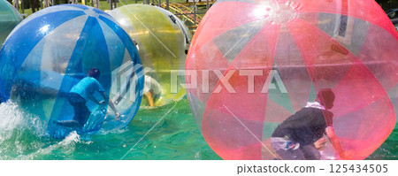 Kids in transparent water balls 3 Kids in transparent water balls 3 125434505