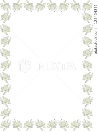 Flourish frame with blossom elements. Trendy graphic template. Cute magnolia flower empty frame box 125434855