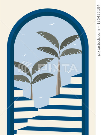 Turkey Antalya travel poster. Historical buildings illustration. Mediterranean European culture 125435194