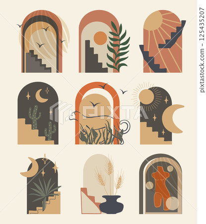 Set of hand drawn various shapes and objects. Abstract contemporary nature vector elements collection Set of hand drawn various shapes and objects. Abstract contemporary nature vector elements collection 125435207