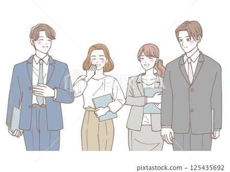 Office workers walking and chatting 125435692